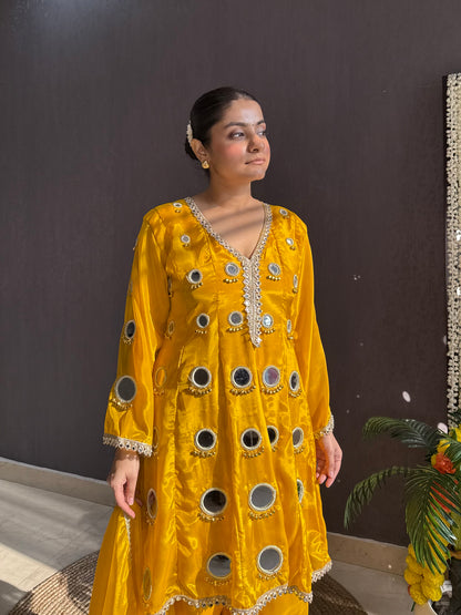 Luxurious mirrorwork farshi salwar set