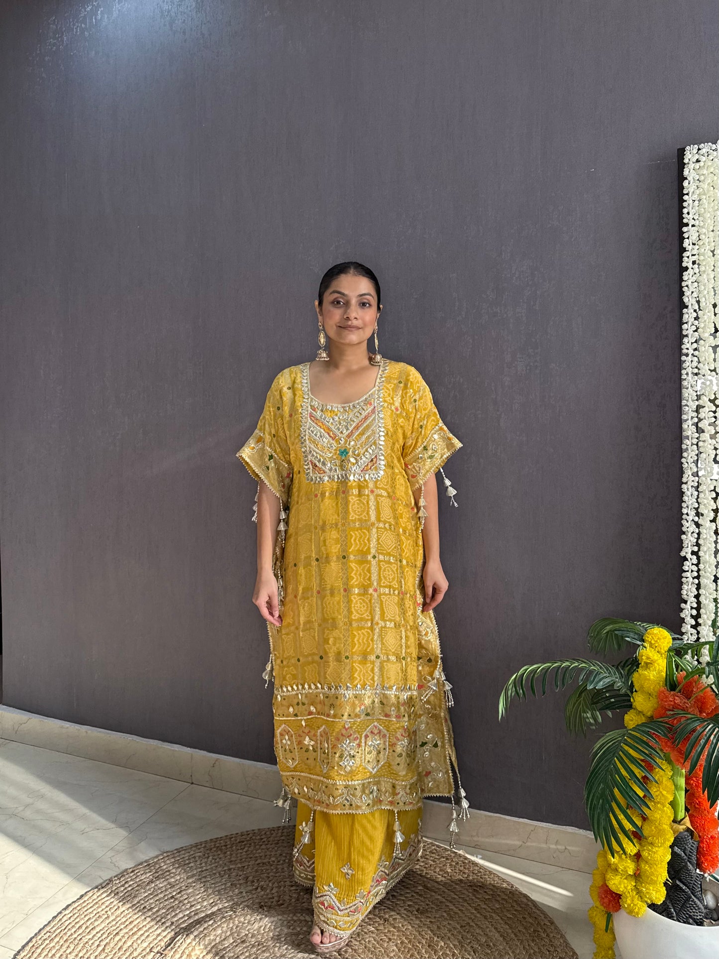 Luxurious gharchola bandhej kaftan set