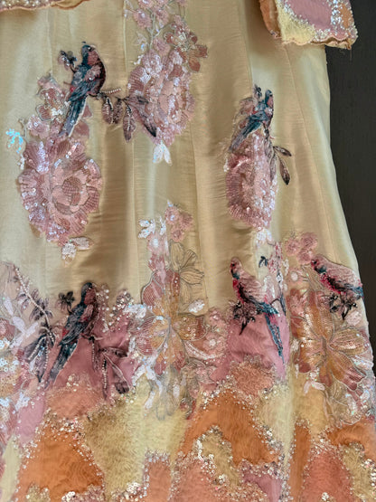 Luxurious appliqué birds Anarkali suit