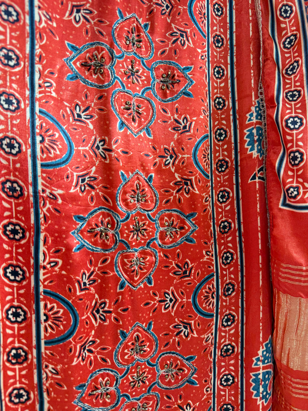 Gajji silk ajrakh Handwork suits