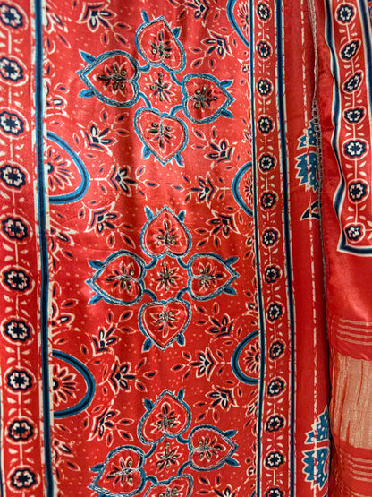 Gajji silk ajrakh Handwork suits