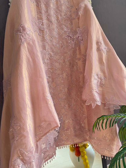 Luxurious brocade cutwork Tissue silk suit