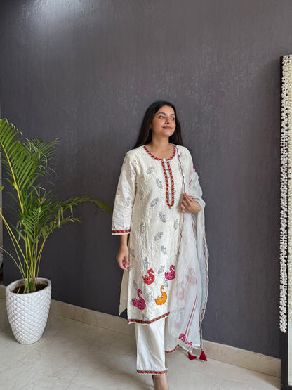 Mul cotton designer swans suit