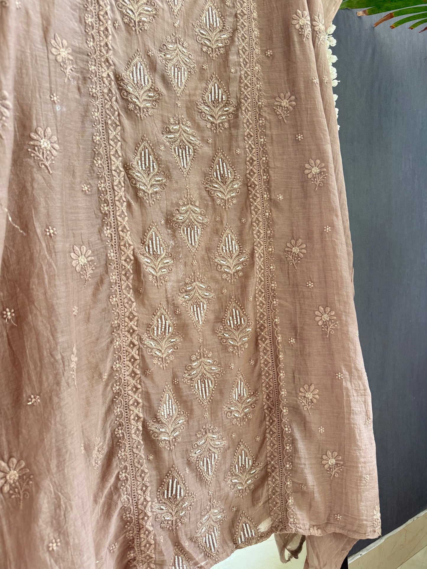 Luxurious Mul chanderi lucknowi handwork suit