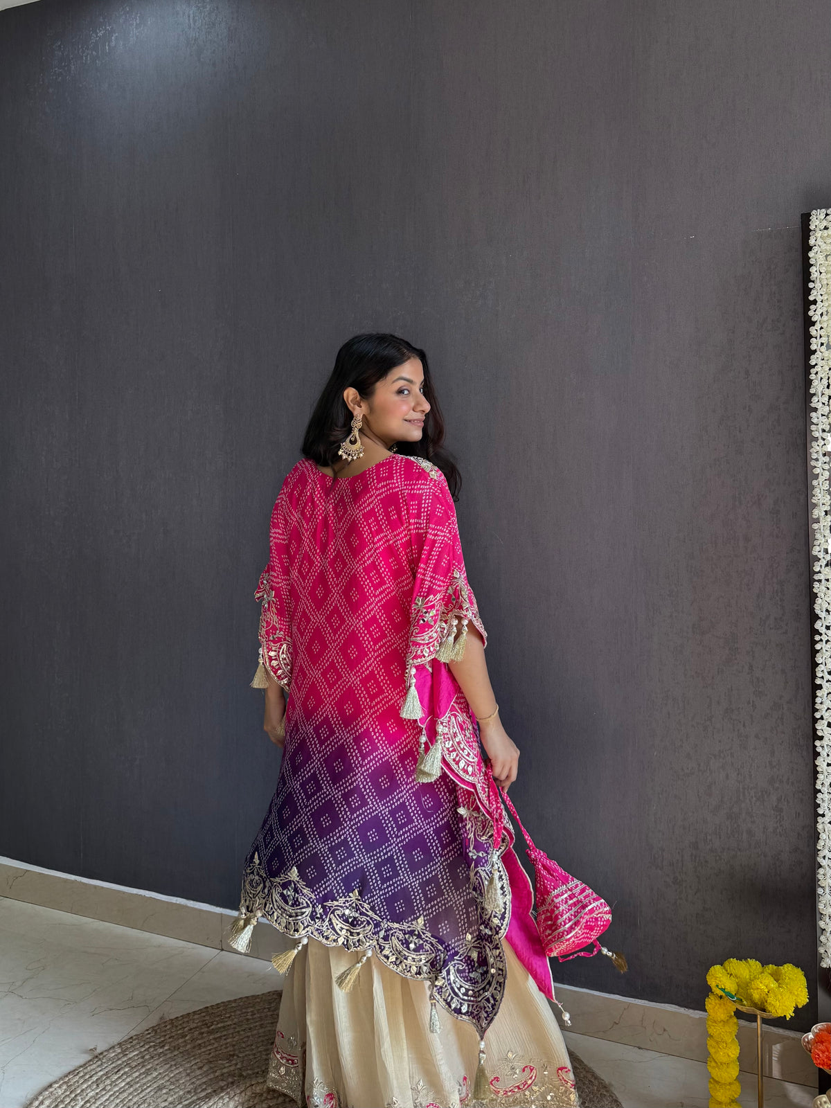 Luxurious Bandhani kaftan set