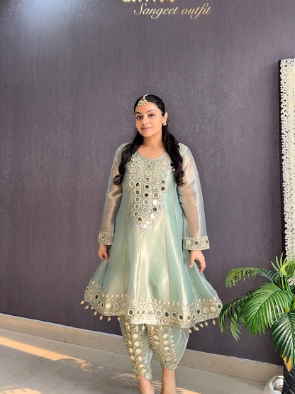 Luxurious mirrorwork anarkali set