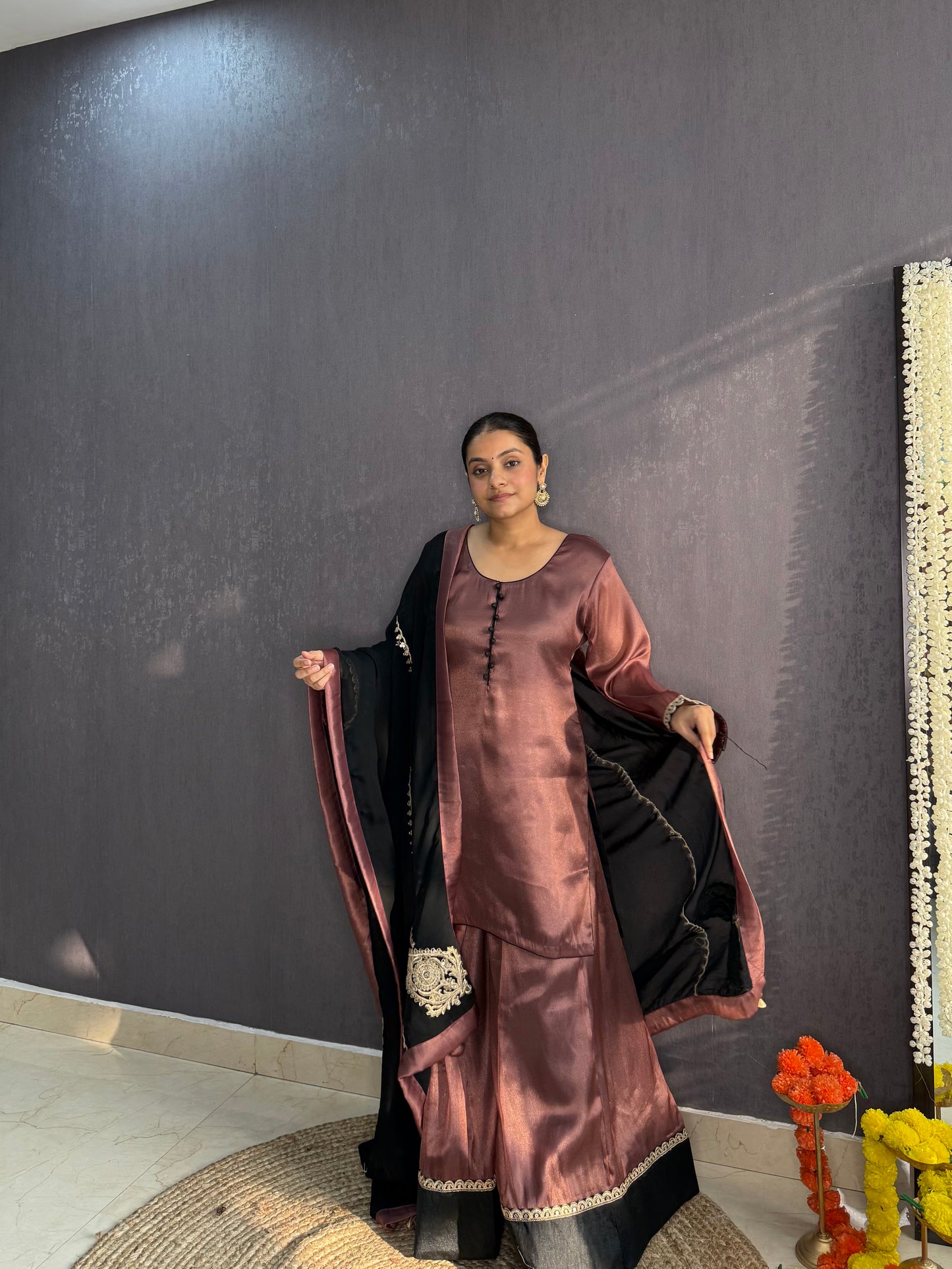 Luxurious metallic sharara set