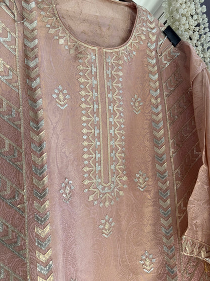 Luxurious Tissue Brocade gota appliqué work suit