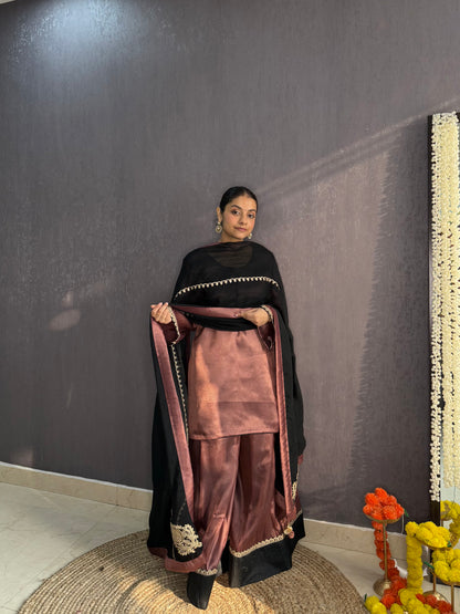 Luxurious metallic sharara set