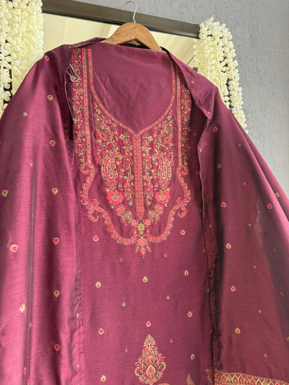 Linen kashmiri jamawar suit