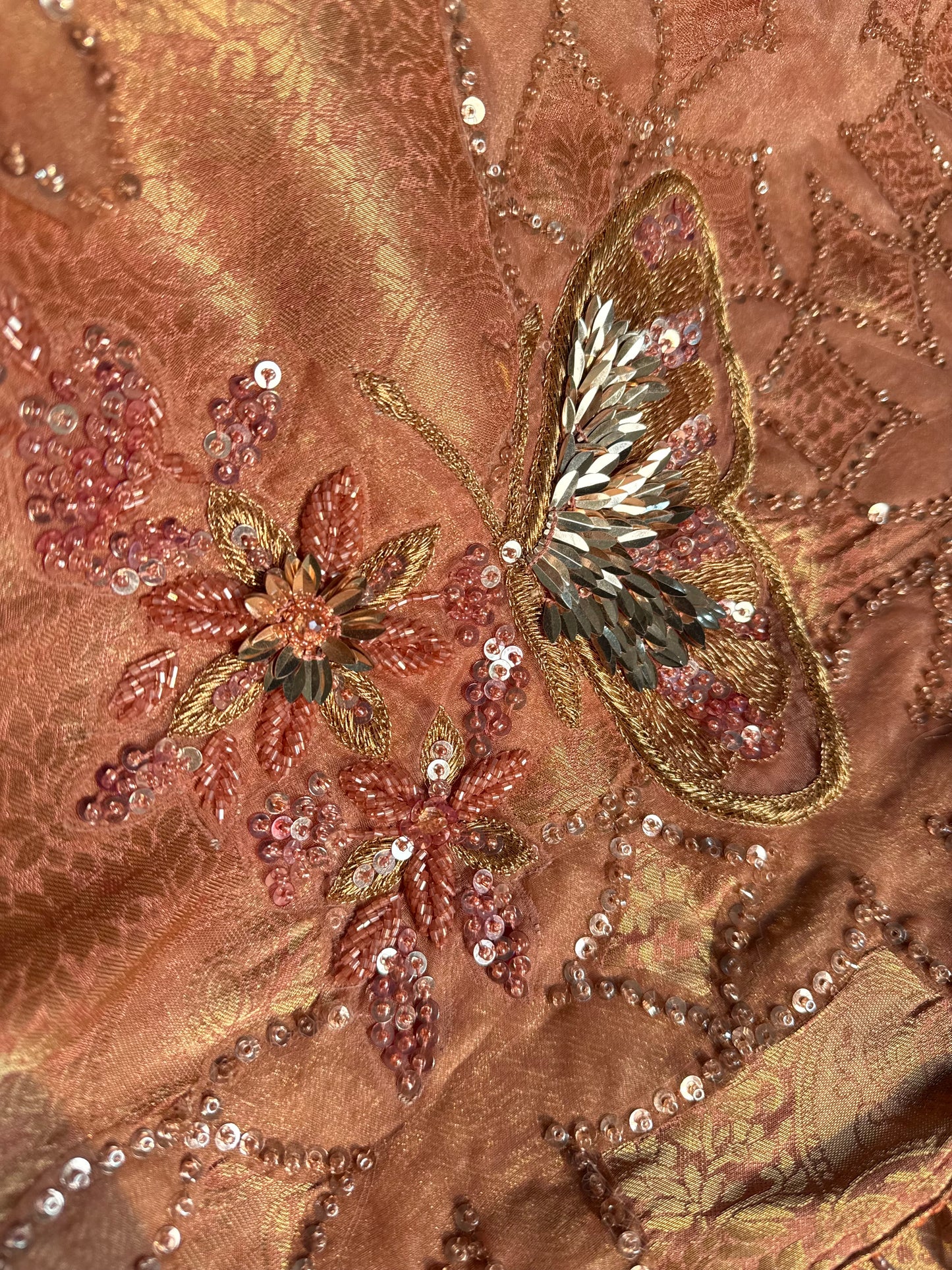 Luxurious brocade cutwork Tissue silk suit