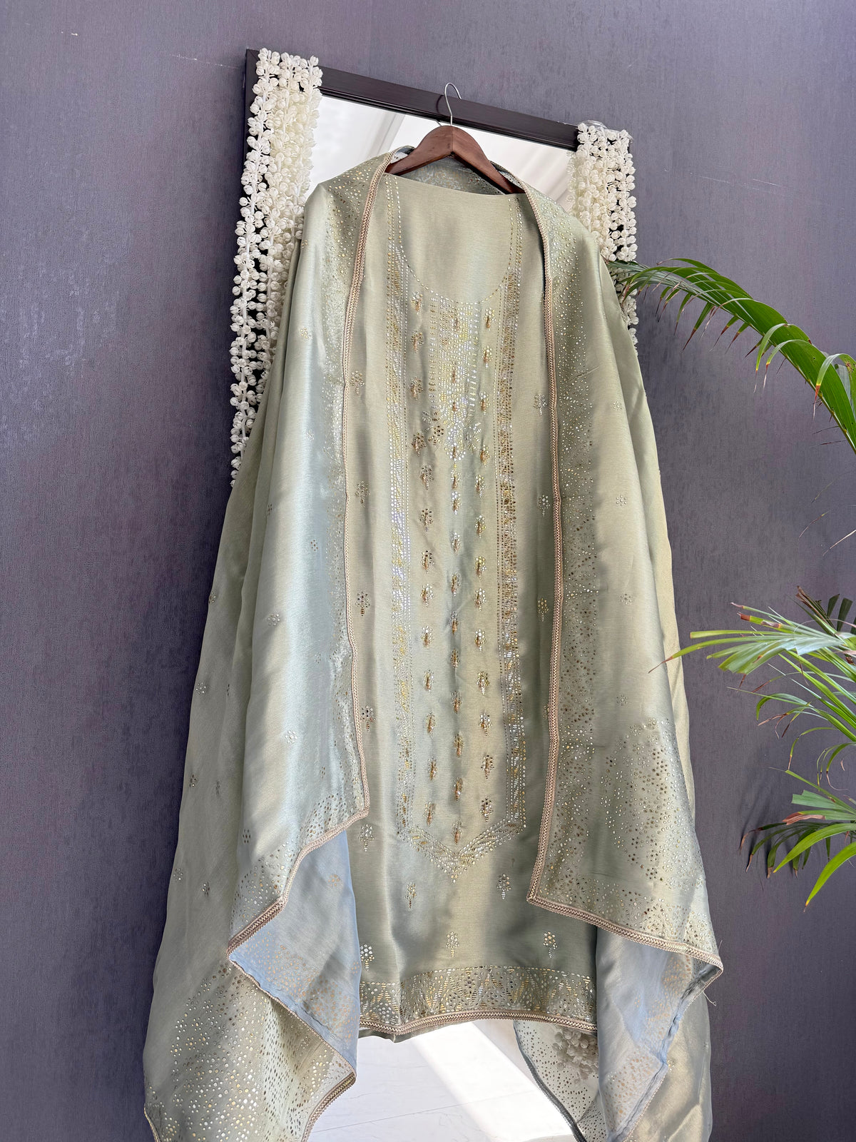 Luxurious Tissue silk mukaish suit