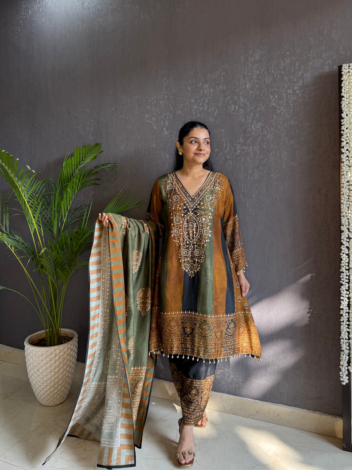 Premium silk ajrakh set