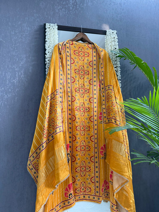 Gajji silk ajrakh Handwork suits
