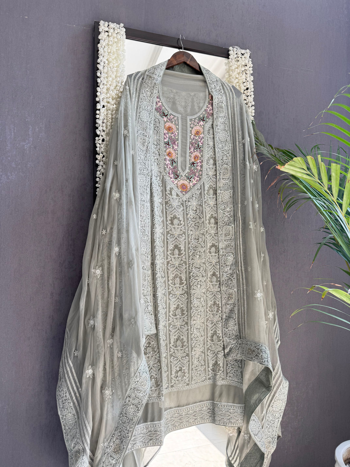 Lucknowi embroidered handwork suit