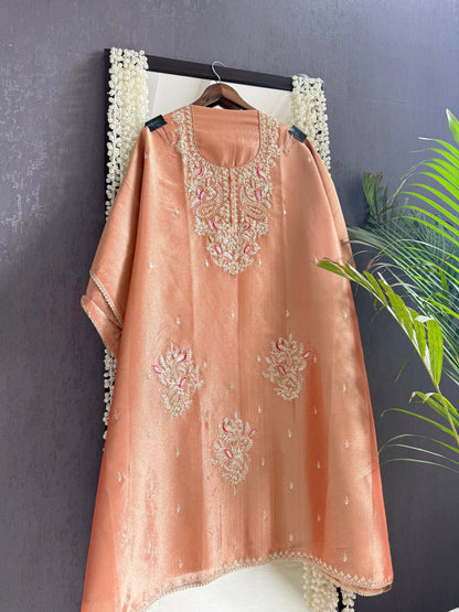 Premium tissue peacock hand embroidered suit