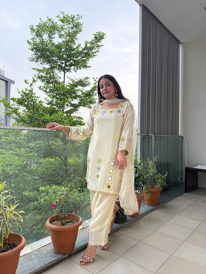 Tissue silk gotapatti mirror farshi set