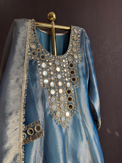 Luxurious mirrorwork anarkali set