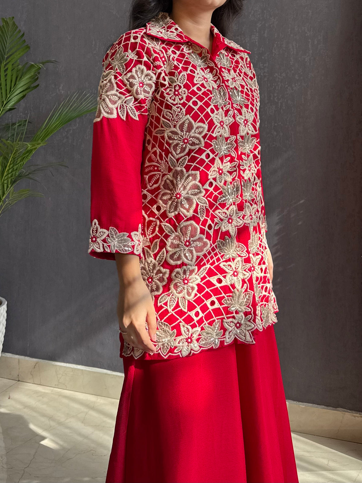 Premium cutwork sharara set