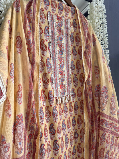 Mulmul cotton paisley florals suit