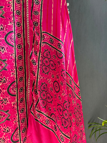 Gajji silk ajrakh Handwork suits