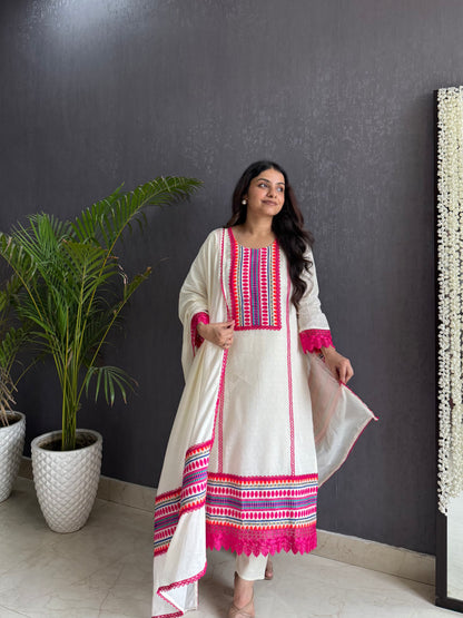 Pure cotton woven kurta set