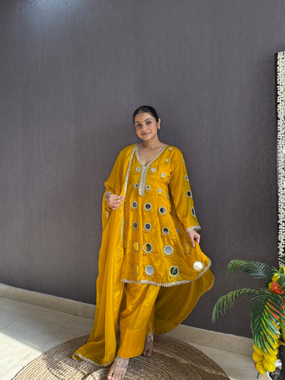 Luxurious mirrorwork farshi salwar set