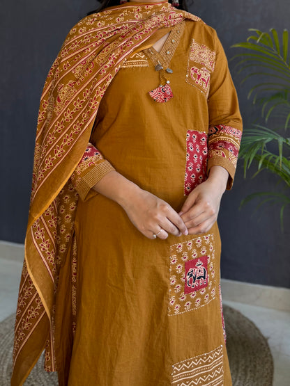 Pure cotton afghani ajrakh suit set