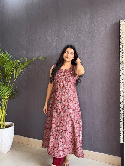 Cotton Ajrakh kurta set
