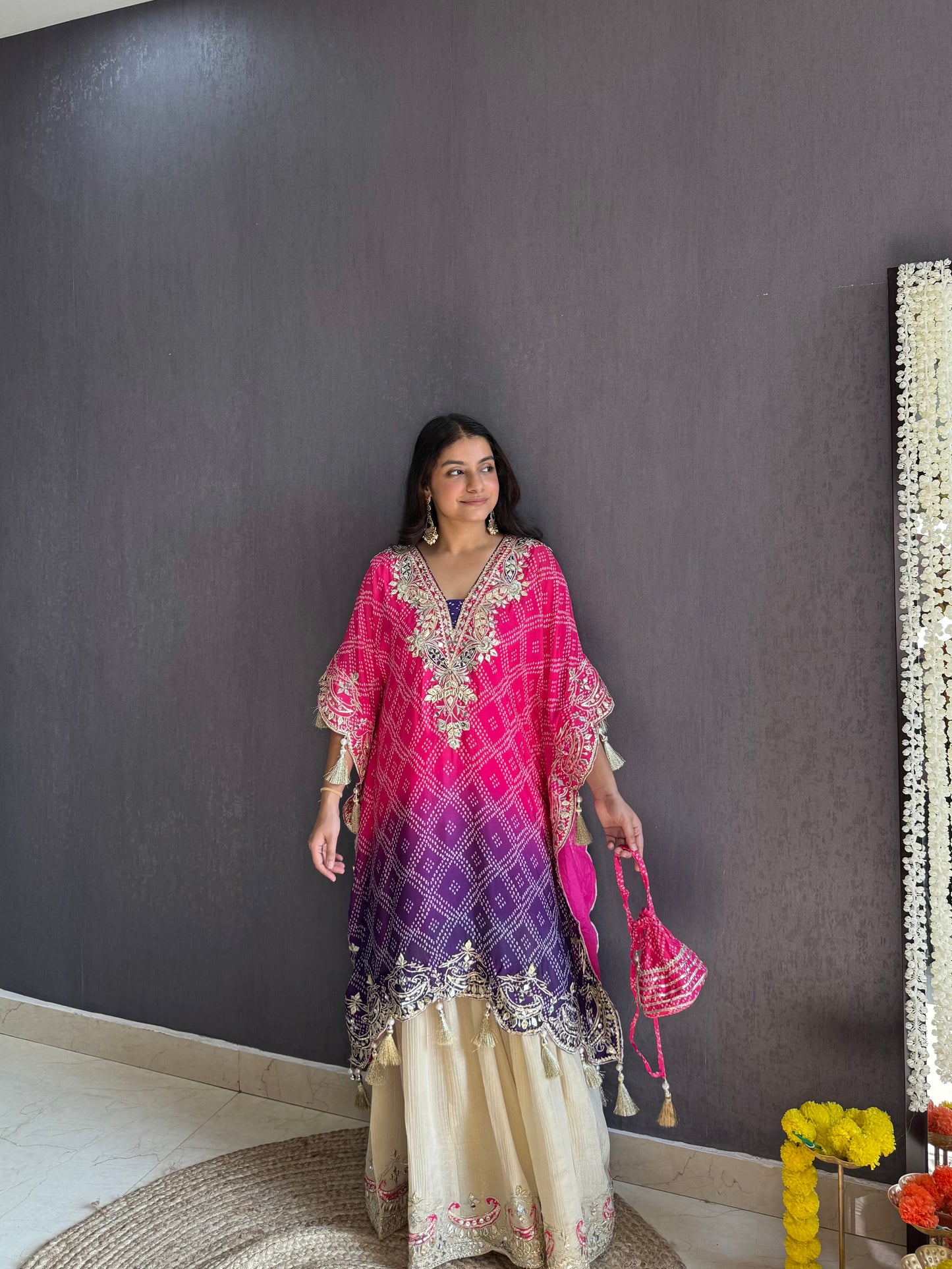Luxurious Bandhani kaftan set