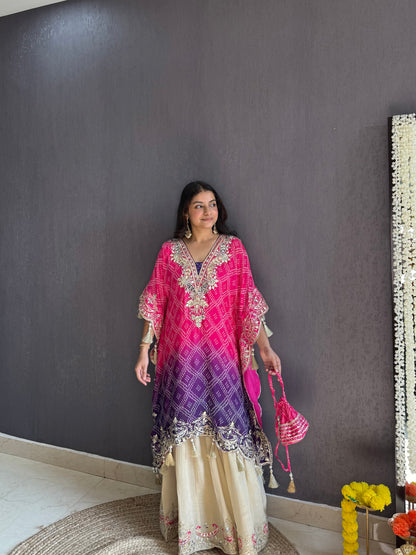 Luxurious Bandhani kaftan set