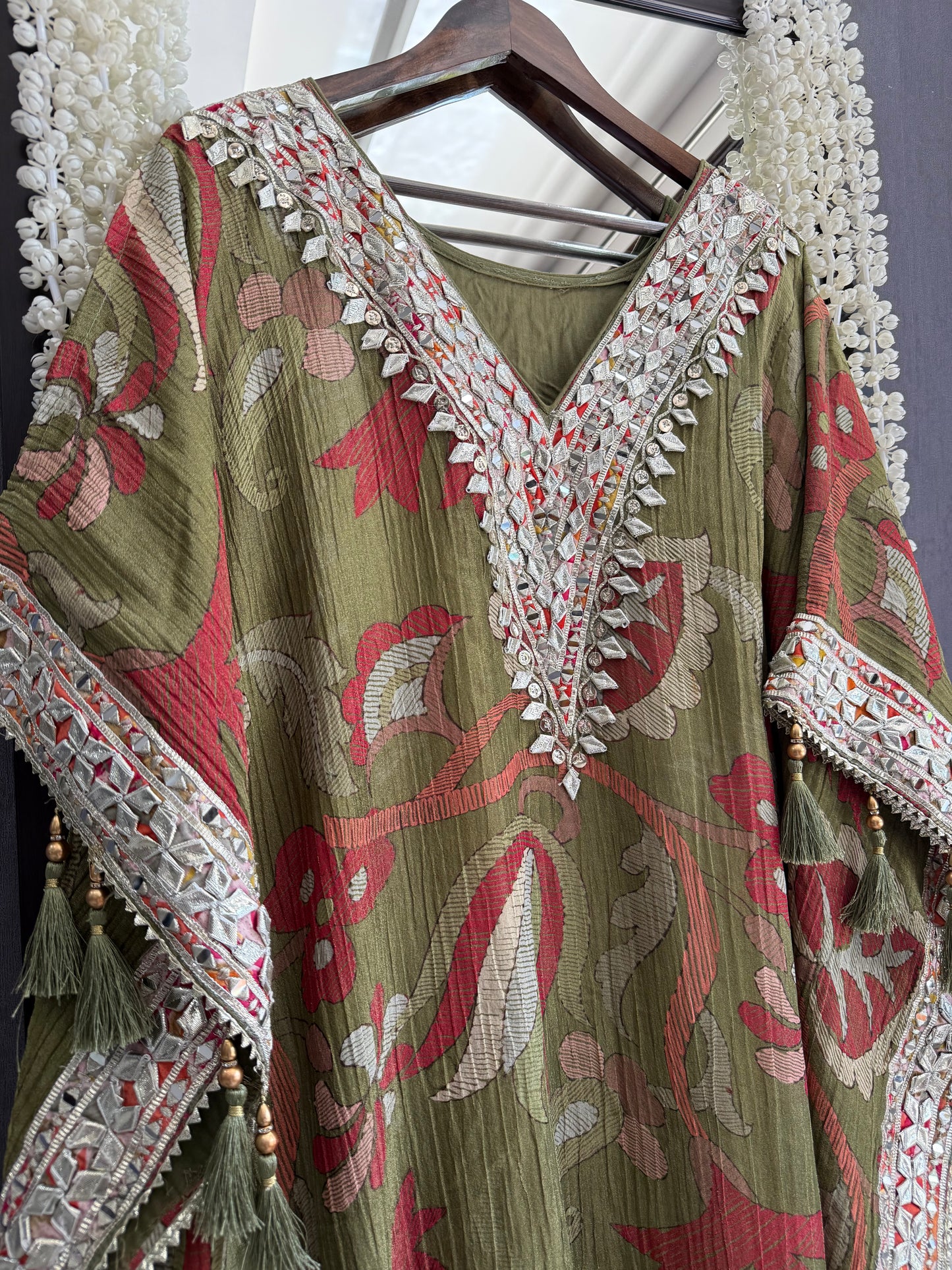 Luxurious abstract floral gotapatti kaftan set
