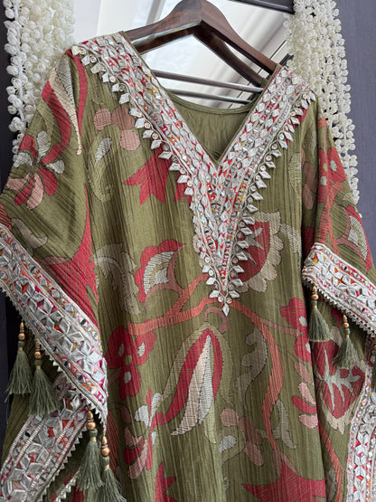 Luxurious abstract floral gotapatti kaftan set