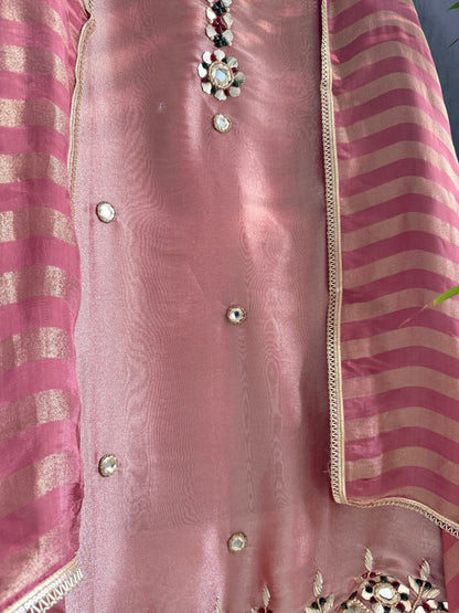 Luxurious leather patti bejewelled suit