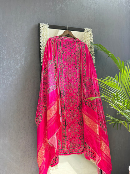 Gajji silk ajrakh Handwork suits
