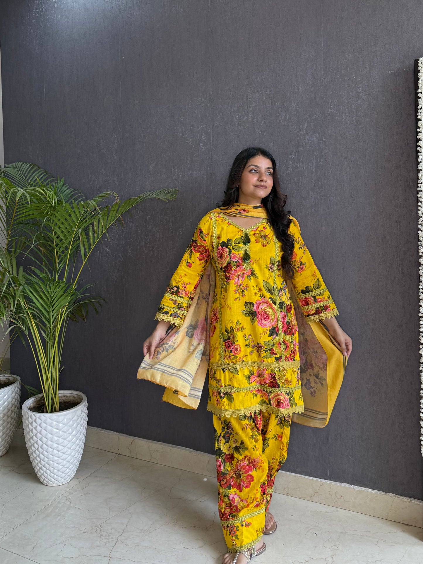 Cotton farshi floral set