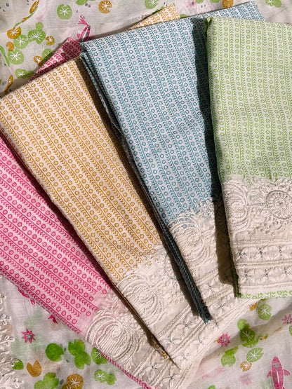 Chanderi cotton dolphins lucknowi suit