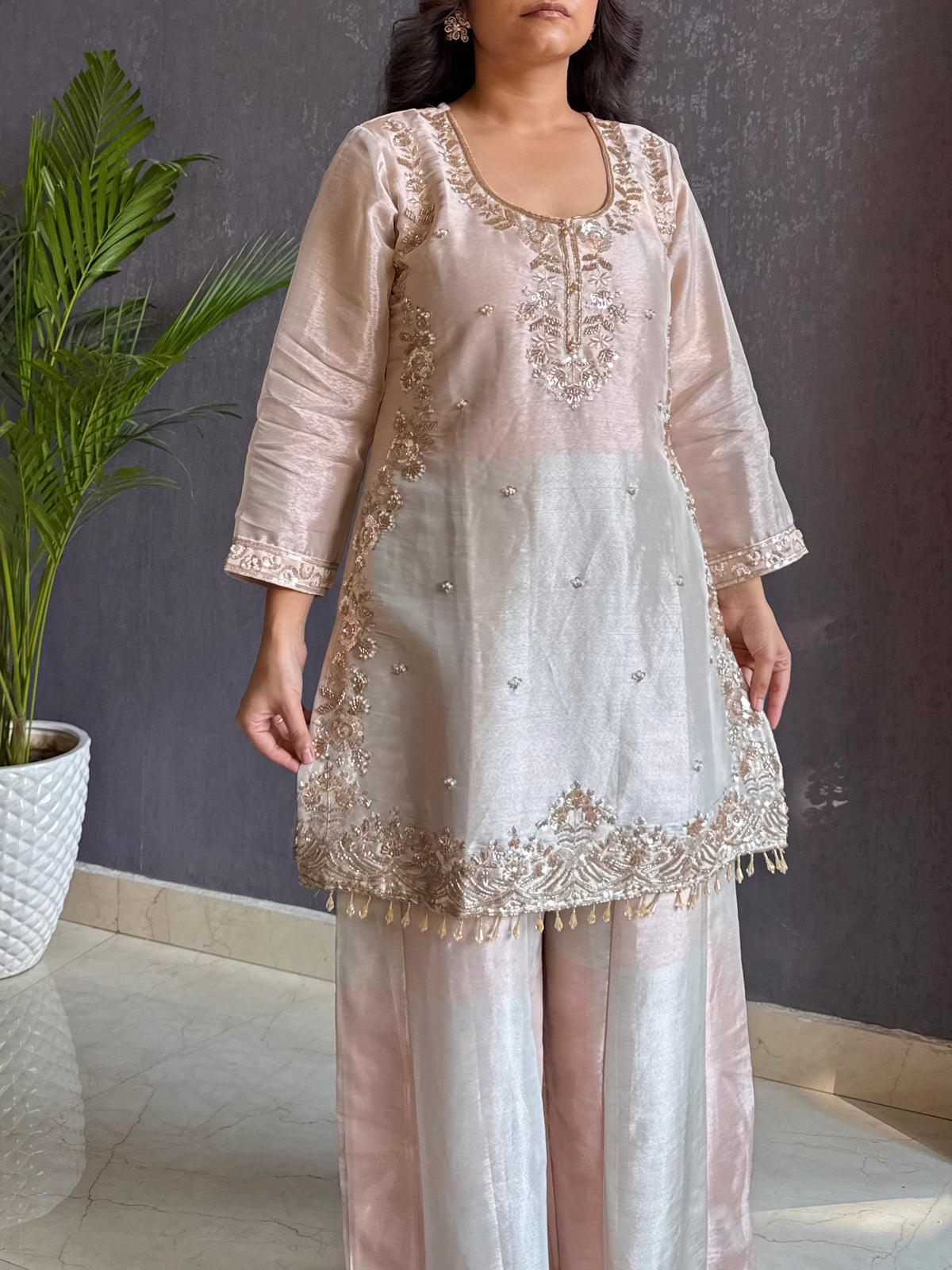 Mettalic Handwork sharara set