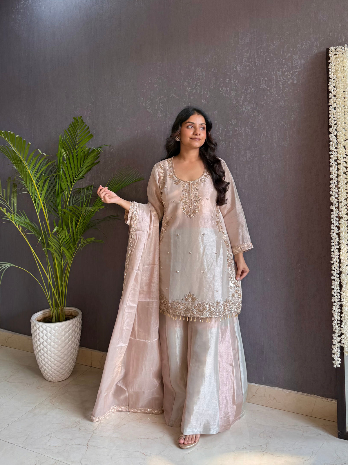 Mettalic Handwork sharara set