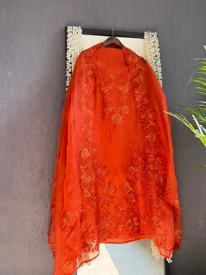 Luxurious Monochromatic parsi work suit