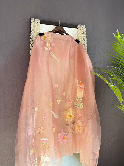 Handwork Appliqué 3D Florals suit