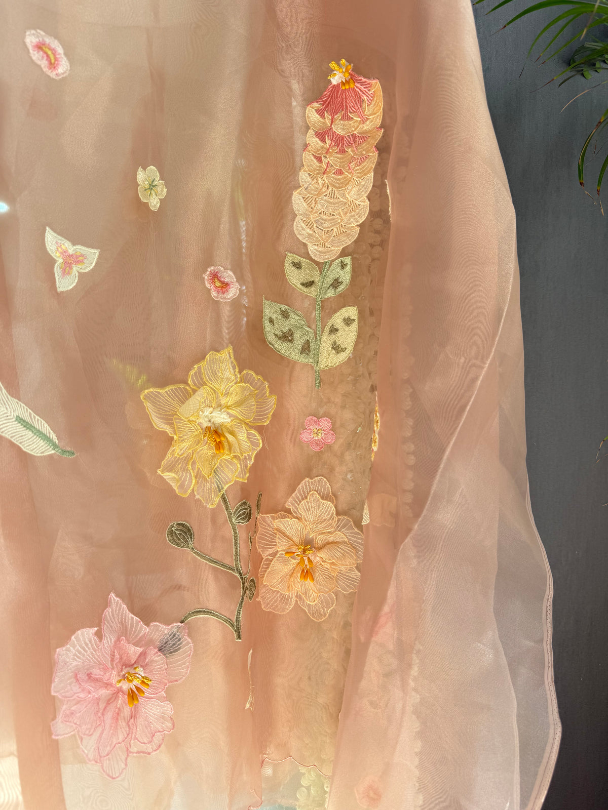 Handwork Appliqué 3D Florals suit
