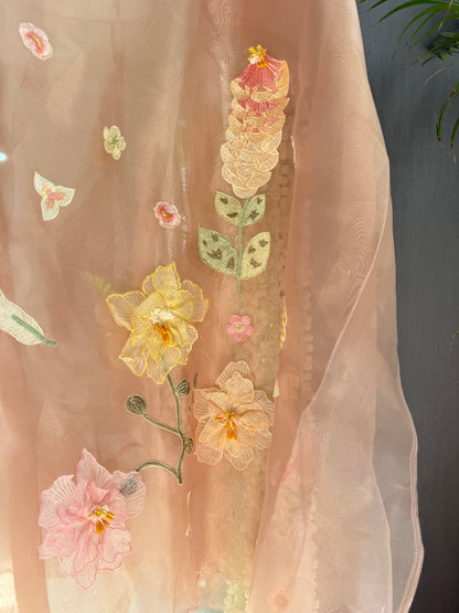Handwork Appliqué 3D Florals suit