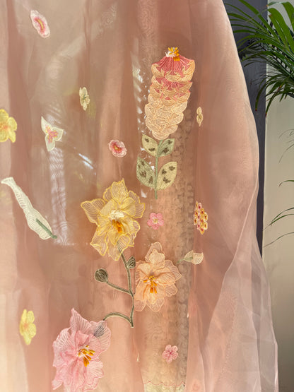 Handwork Appliqué 3D Florals suit
