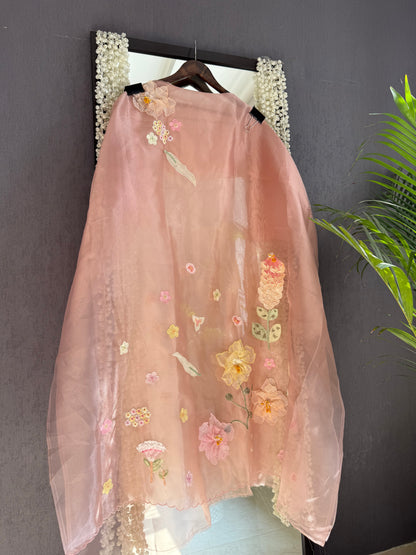 Handwork Appliqué 3D Florals suit