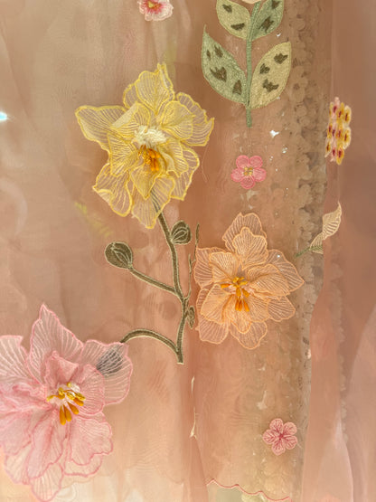 Handwork Appliqué 3D Florals suit