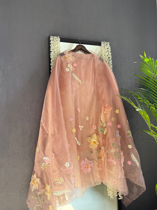 Handwork Appliqué 3D Florals suit