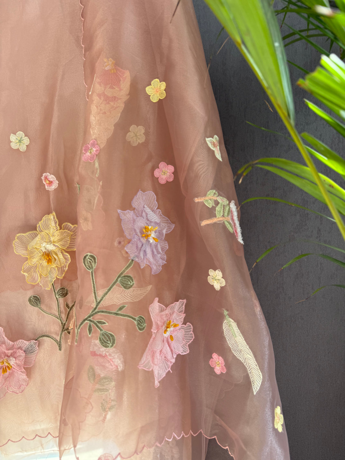 Handwork Appliqué 3D Florals suit