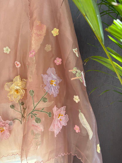 Handwork Appliqué 3D Florals suit