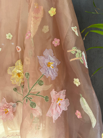 Handwork Appliqué 3D Florals suit